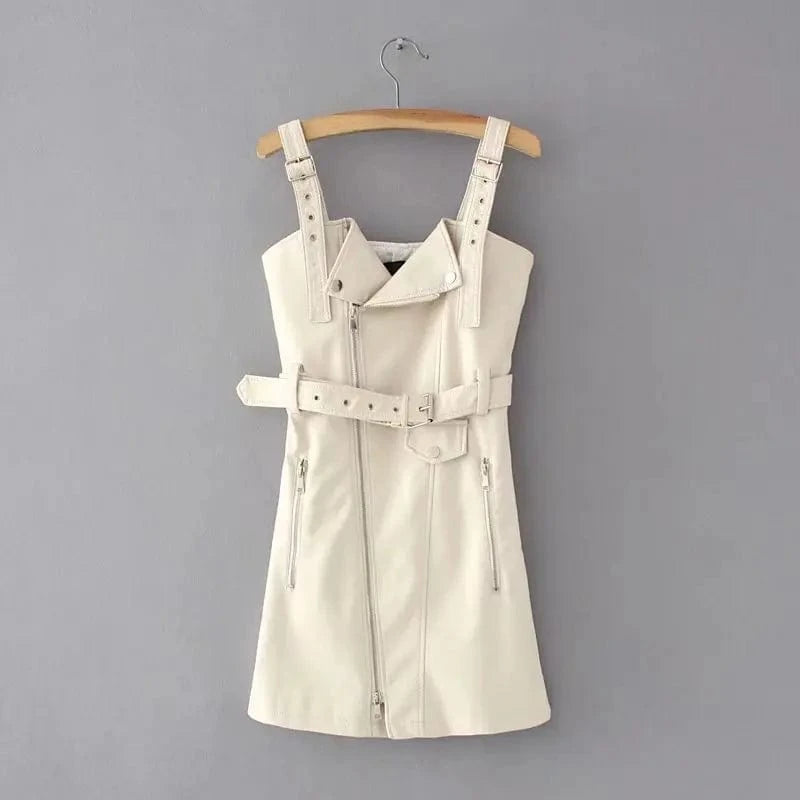Fashion women sexy hot mini PU leather dress