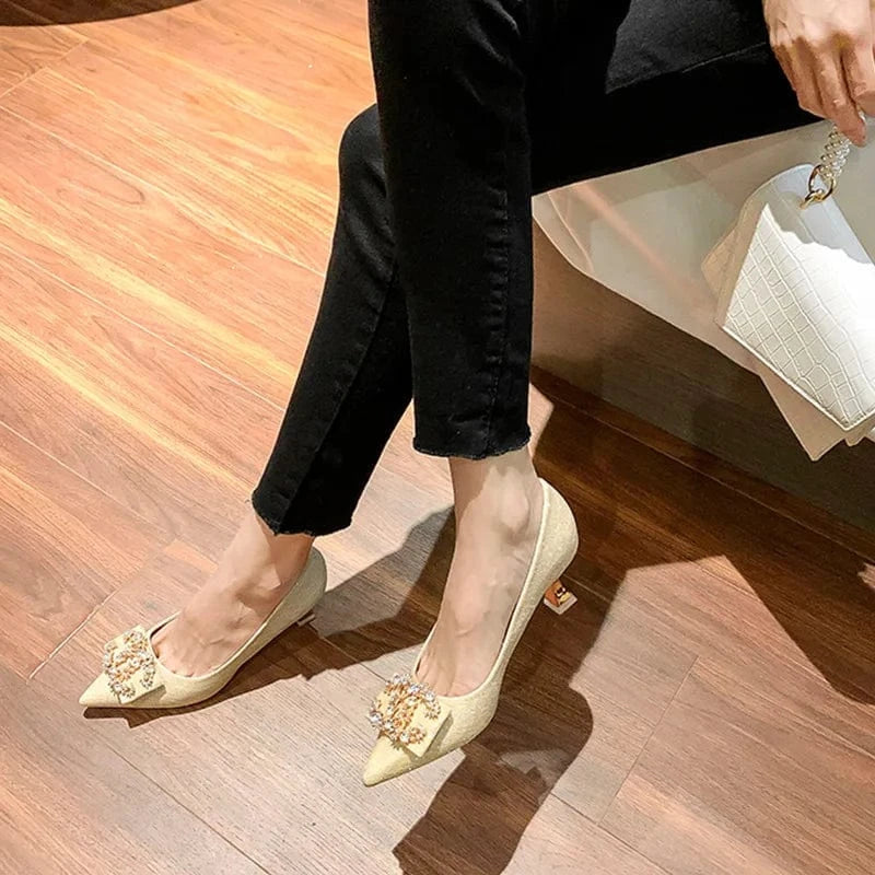 Fashion Women Spring Summer Stilettos Outside Banquet Wedding Bridal Shoes Shallow Rhinestone Buckle Sandals Female