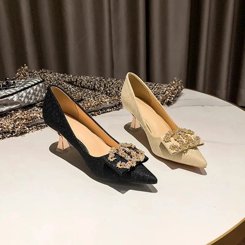 Fashion Women Spring Summer Stilettos Outside Banquet Wedding Bridal Shoes Shallow Rhinestone Buckle Sandals Female