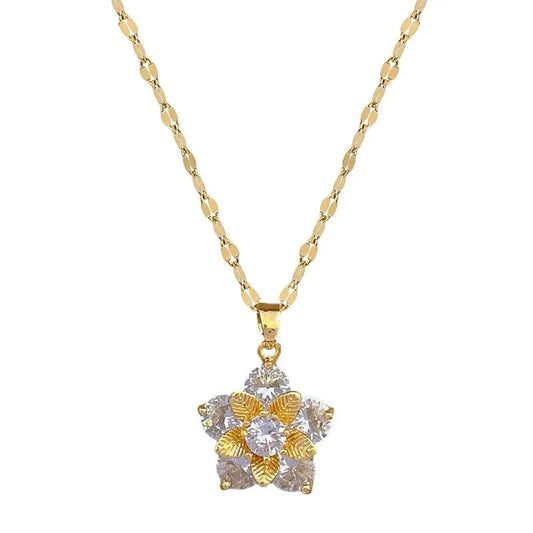 Fashion Women Wedding Pearl Pendant Earrings Necklace Sets Simple 18k Gold Plated Clover Necklace Earrings Jewelry Sets