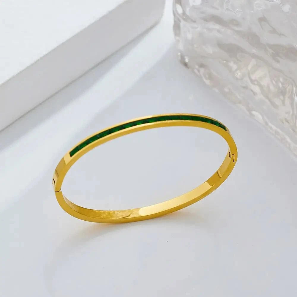 Fashion Zircon Bangles Colorful  Crystal Bracelets Luxury Jewelry for Women  Crystal 18K Plated   Gift Gold Party