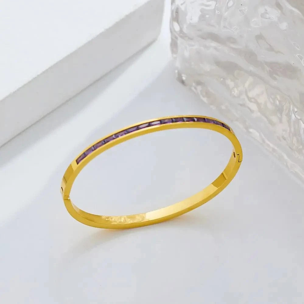 Fashion Zircon Bangles Colorful  Crystal Bracelets Luxury Jewelry for Women  Crystal 18K Plated   Gift Gold Party