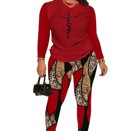 Fashionable Casual Women's Pants Set 2024 Autumn Winter New Printed Long Sleeved Tees Pant Two-Piece Suit  Women Clothing S-3XL