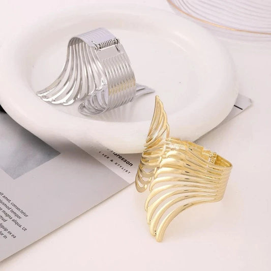 Fashionable Full And Popular Angel Wing Bracelet Wide Upper Arm Bracelet Personalized Smooth Face Open Bracelet