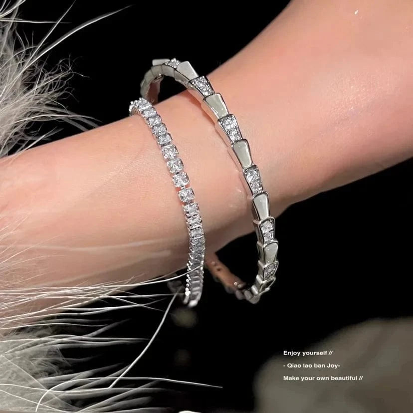 Fashionable Full Snake Bangle Bracelet  Ins Light Luxury Zircon Bracelet Jewelry Bracelet Crystal Open Adjustable Jewelry