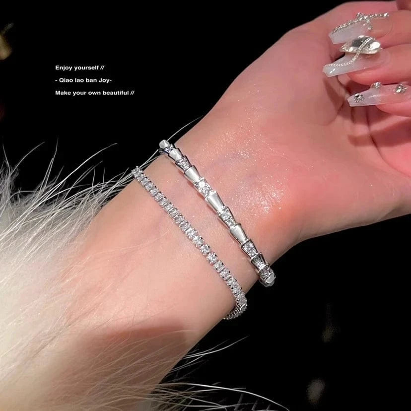 Fashionable Full Snake Bangle Bracelet  Ins Light Luxury Zircon Bracelet Jewelry Bracelet Crystal Open Adjustable Jewelry