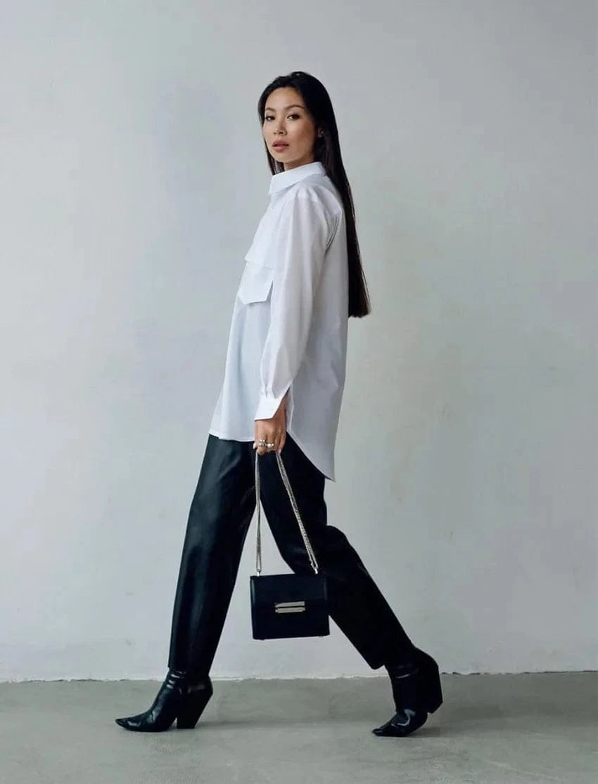 Fashionable Hot Selling Button Long Sleeve White Woman Oversized Shirt Top Casual