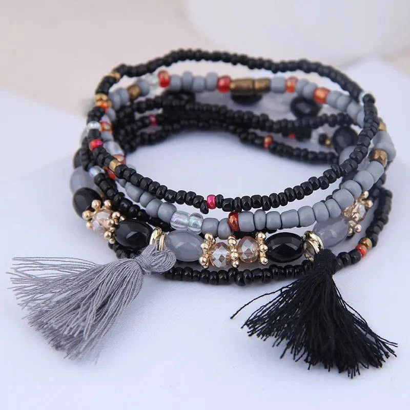Fashionable Mixed And Matched Beads For Bracelets Simplicity Tassel Jewelry Bohemian ethnic style Multilayer Bracelet