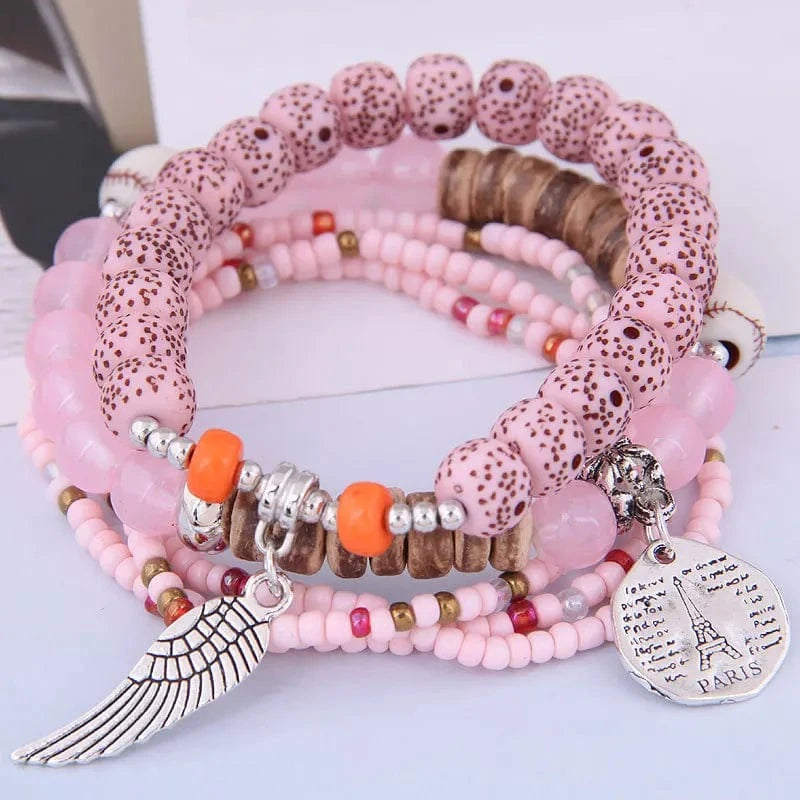 Fashionable Mixed And Matched Beads For Bracelets Simplicity Tassel Jewelry Bohemian ethnic style Multilayer Bracelet