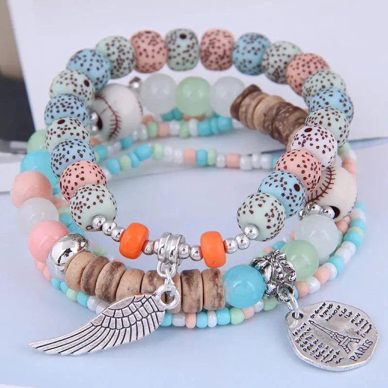 Fashionable Mixed And Matched Beads For Bracelets Simplicity Tassel Jewelry Bohemian ethnic style Multilayer Bracelet