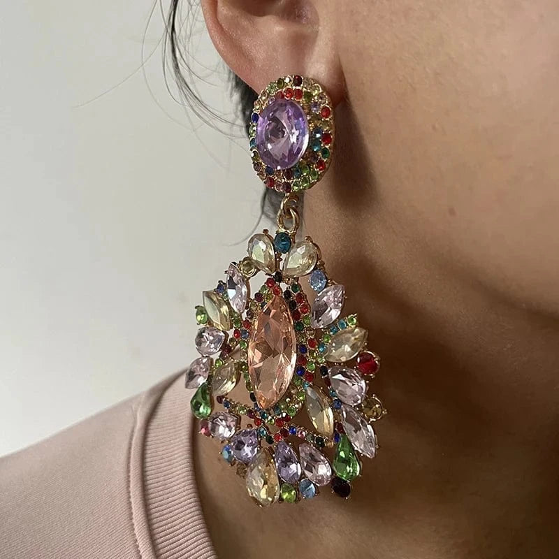 Fashionable styles / COLOR1-KAIMEI Earrings 2023 New Arrival Fashion Jewelry Crystal Big Drop Dangle Earring For Women Luxury Wedding Bridal Maxi Crystal Statement Earrings