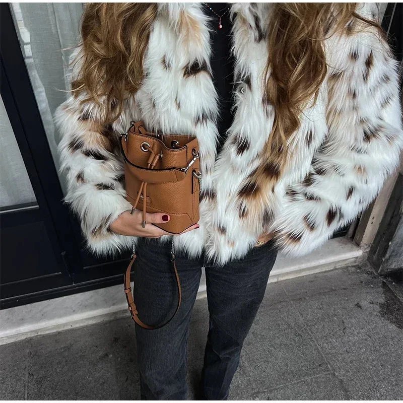 Faux Fur Coat For Women - Leopard Print Plush Lining - Streetwear Autumn Winter Trend - SN Wigs & More