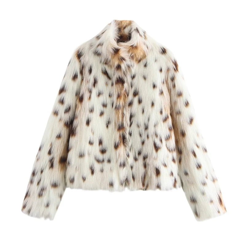 Faux Fur Coat For Women - Leopard Print Plush Lining - Streetwear Autumn Winter Trend - SN Wigs & More