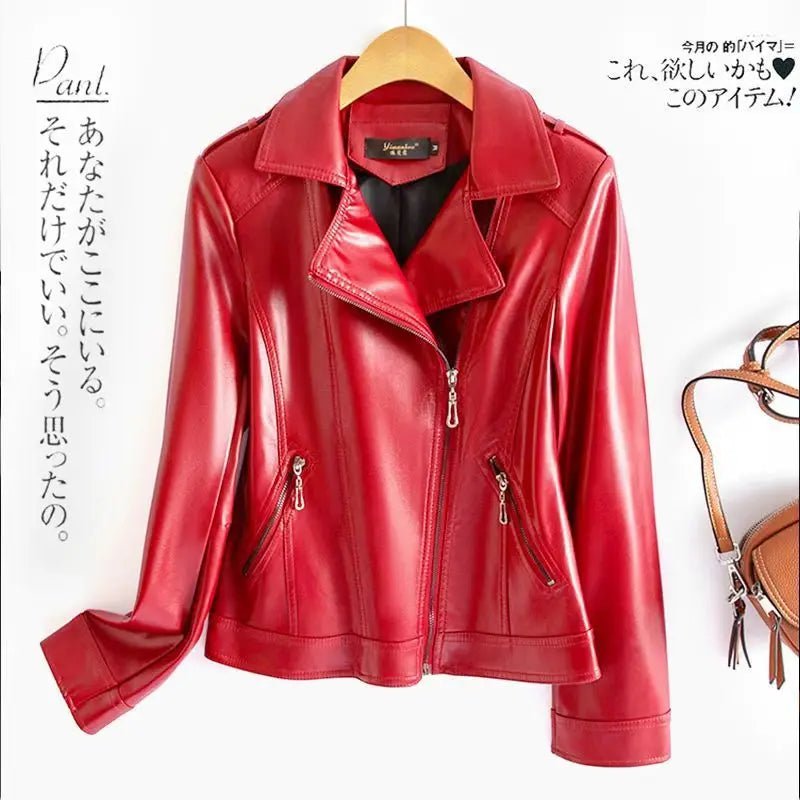 Faux Leather Coat Zipper Closure Solid Turn Down Collar Moto Streetwear Style All Season - SN Wigs & More