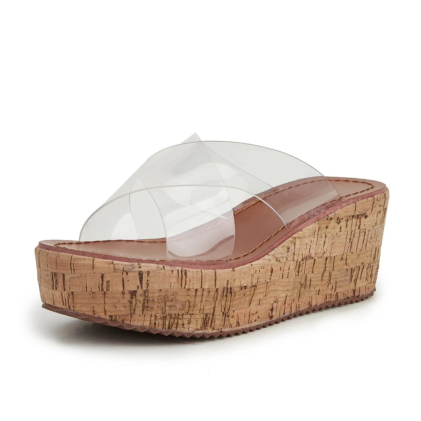 Female New Transparent Cross-tie Block Heels Sandals Summer Outside Women Slippers Wedges Sandals