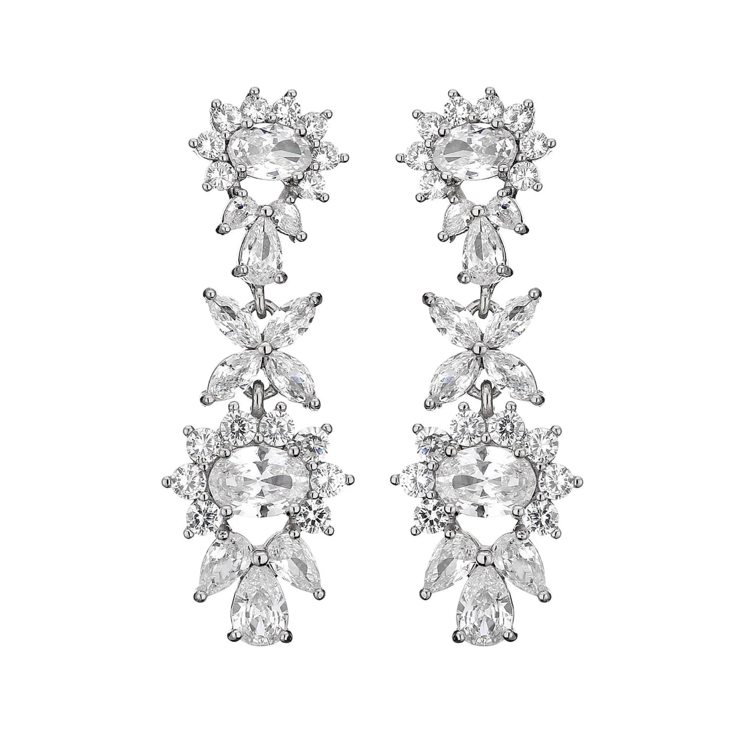 fine design exquisite cubic zirconia bridal statement long drop earrings  women gold plated diamond earrings jewelry