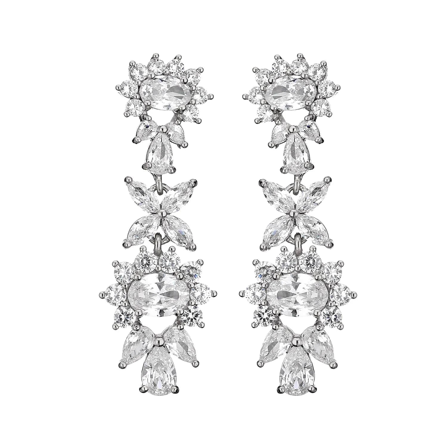 fine design exquisite cubic zirconia bridal statement long drop earrings  women gold plated diamond earrings jewelry