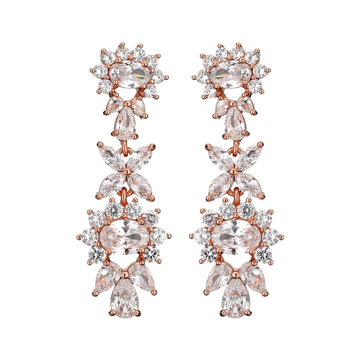 fine design exquisite cubic zirconia bridal statement long drop earrings  women gold plated diamond earrings jewelry