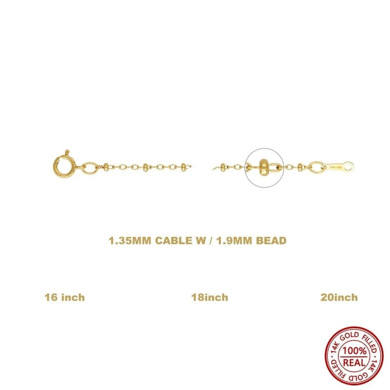 Fine Gold Fileld 1.35mm Cable Link Bead Chain Choker Fashion Women Permanent Dainty Jewelry Necklaces