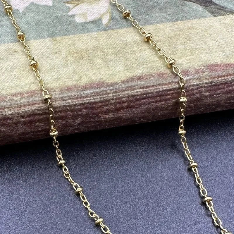 Fine Gold Fileld 1.35mm Cable Link Bead Chain Choker Fashion Women Permanent Dainty Jewelry Necklaces