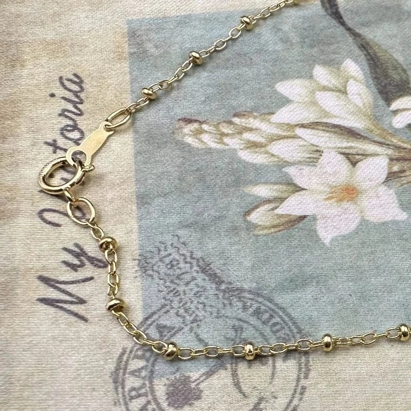 Fine Gold Fileld 1.35mm Cable Link Bead Chain Choker Fashion Women Permanent Dainty Jewelry Necklaces