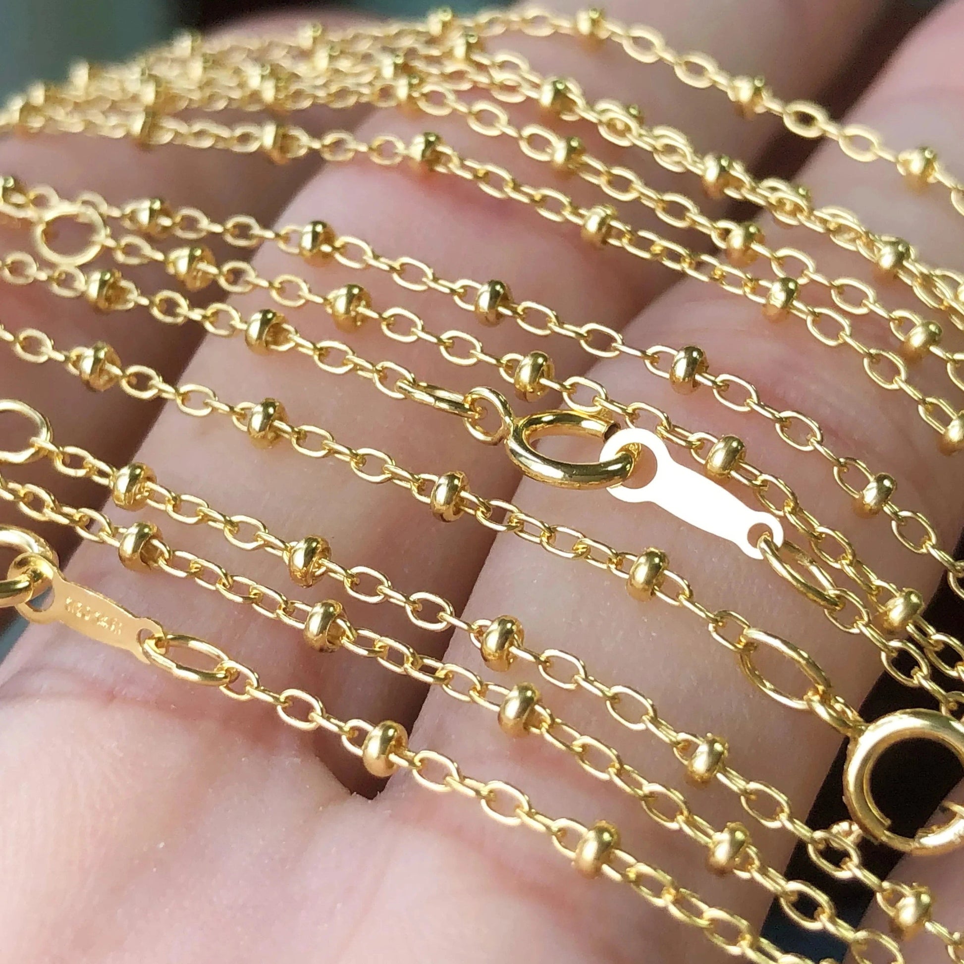 Fine Gold Fileld 1.35mm Cable Link Bead Chain Choker Fashion Women Permanent Dainty Jewelry Necklaces