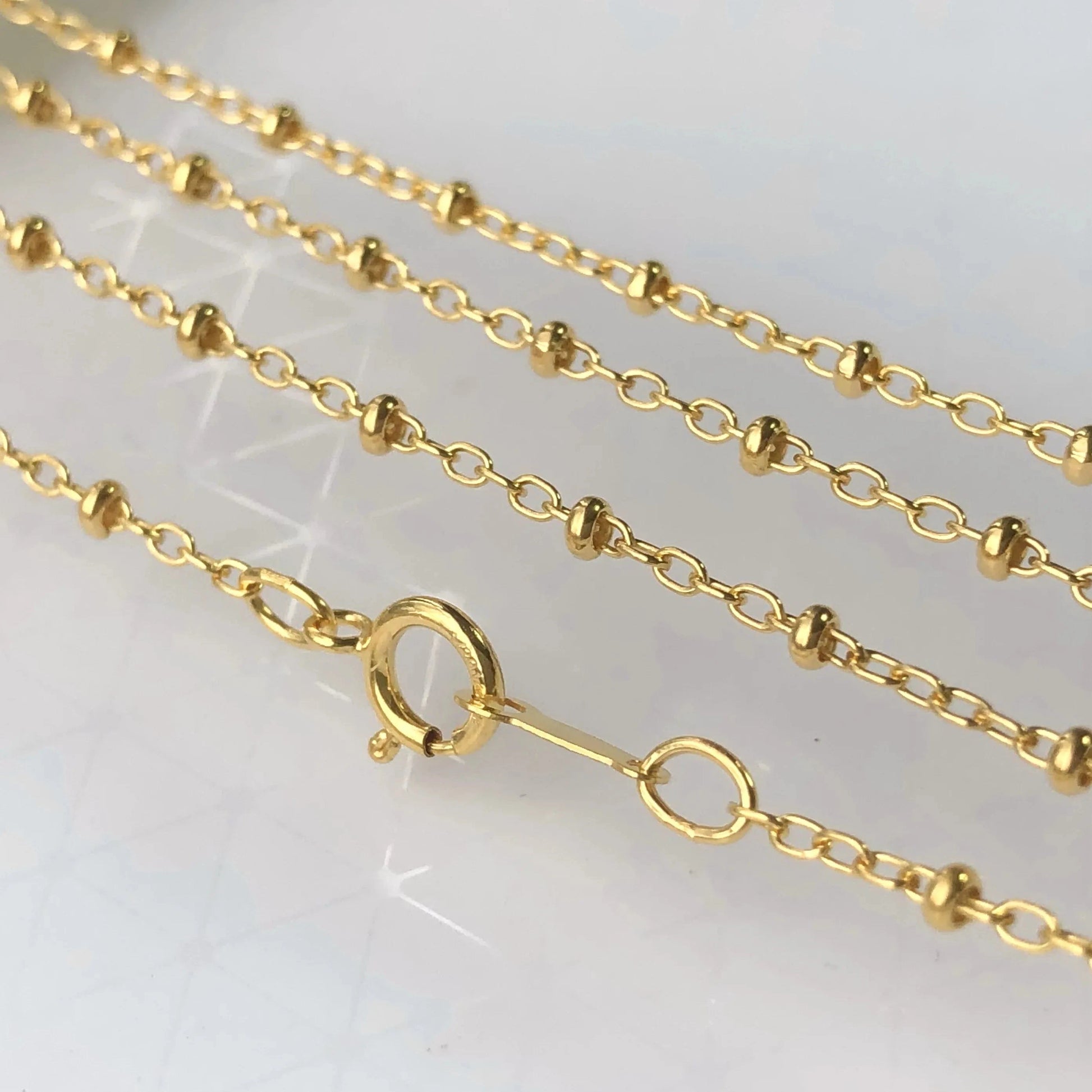 Fine Gold Fileld 1.35mm Cable Link Bead Chain Choker Fashion Women Permanent Dainty Jewelry Necklaces
