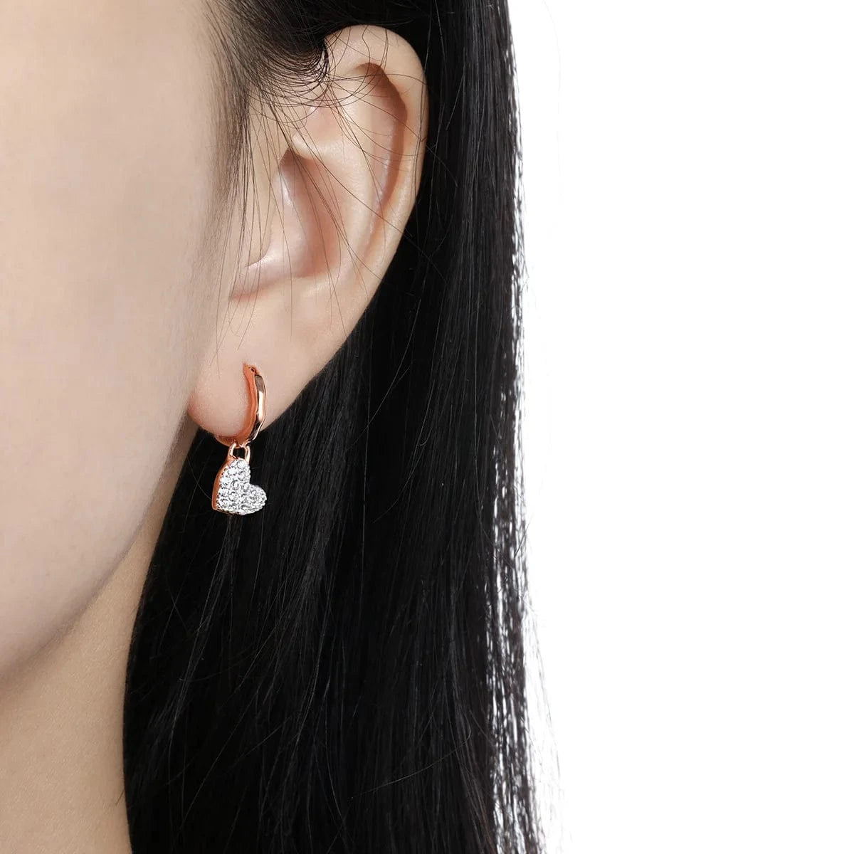 Fine jewelry 925 sterling silver heart diamond drop earrings 18K gold plated 925 silver hoop earring jewelry for women wholesale