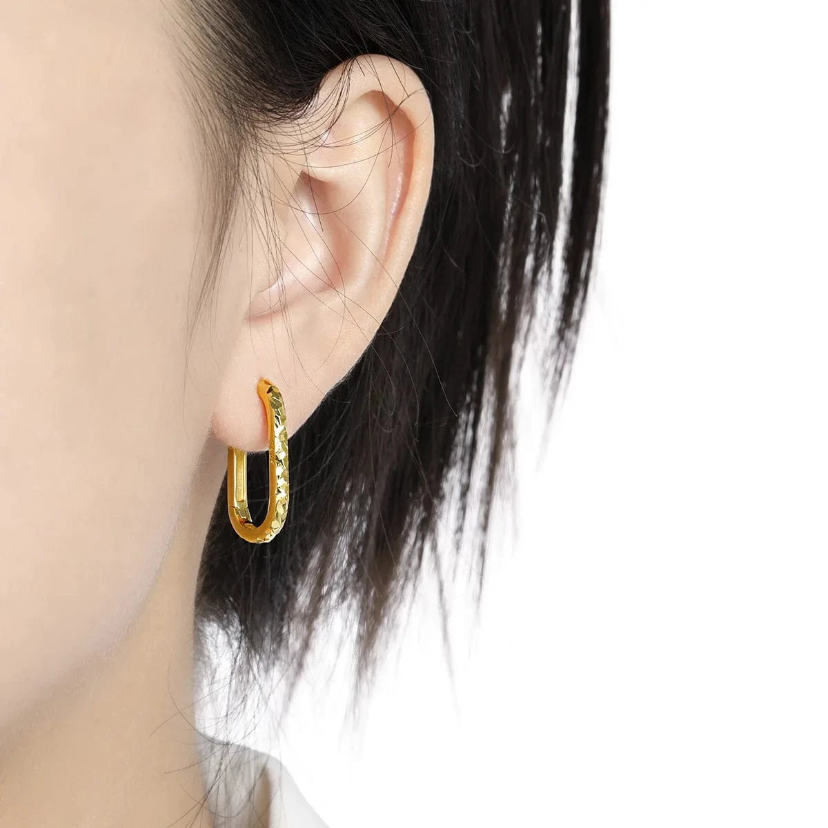Fine jewelry 925 sterling silver U shape hoop huggies earrings 18K gold plated plain 925 silver earring jewelry women wholesale