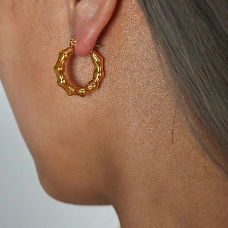 Fine Jewelry Earrings Fill Gold Statement 316L Stainless Steel Twist Hoop Earring