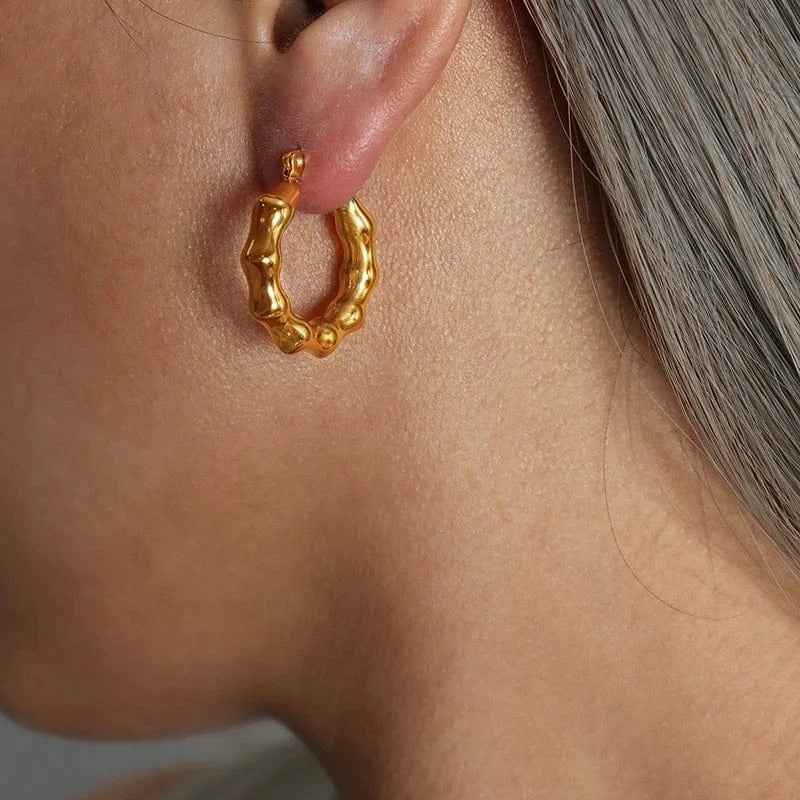 Fine Jewelry Earrings Fill Gold Statement 316L Stainless Steel Twist Hoop Earring