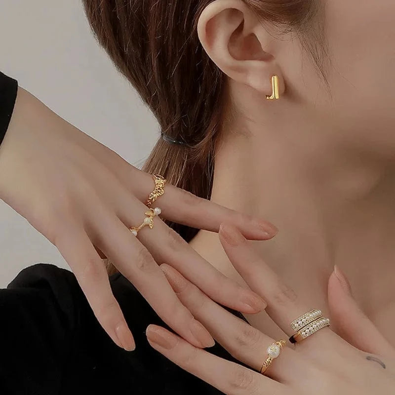 Fine jewelry earrings trendy  Women female 18K Gold Plated tiny earrings Earrings