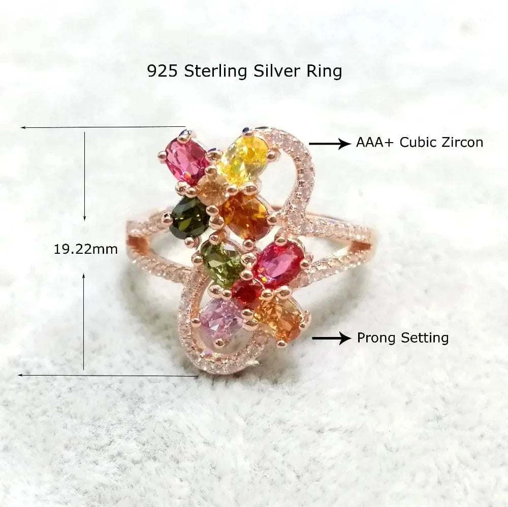 Fine Jewelry Rings Silver Rings Colorful Zircon Stone Women Rings 925 Silver Jewelry