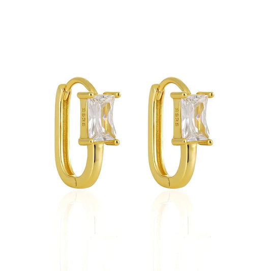 Fine silver jewelry 925 sterling silver U shape hoop huggies earrings 18K gold plated 925 silver earring jewelry women wholesale