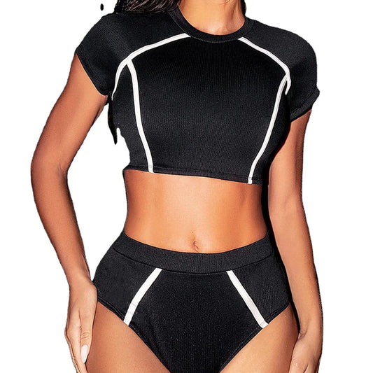 Fitness gym yoga sport black padded female swimsuit high waist for women 2024