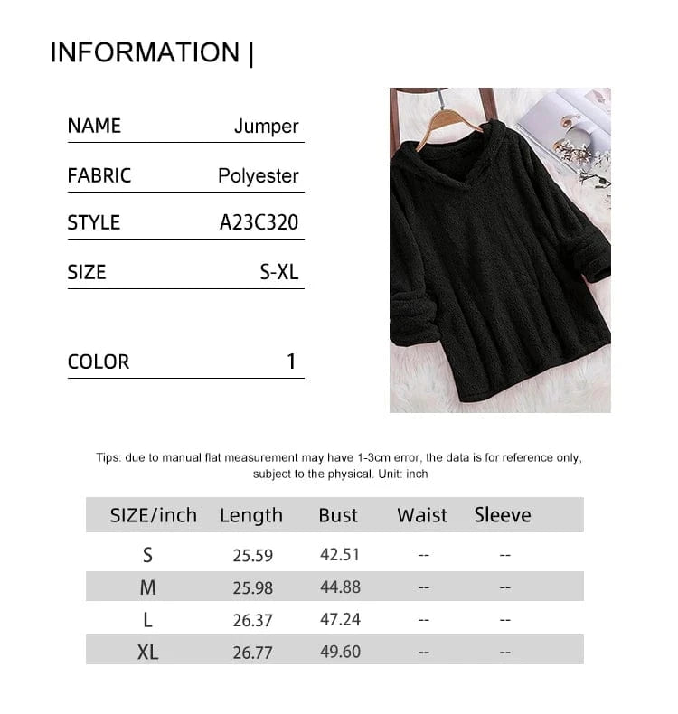 Fleece Solid Colour Hoodie Casual Long-Sleeved Hooded Sweatshirt Women's Autumn And Winter New Models 2024 Warm Solid Colour