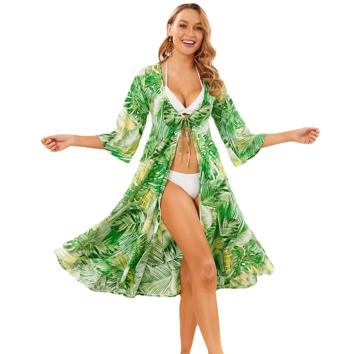 Floral Beach Swimwear Cover Dress Boho Summer Kimono for Swimsuits Women 2022 New