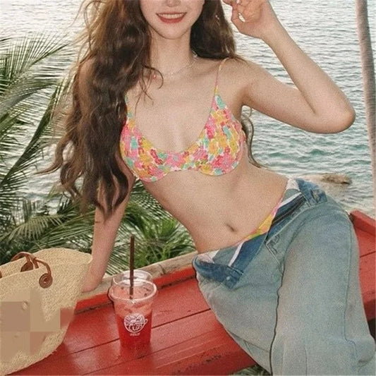 Flower Printed Swimwear Low Waist Bikini Women 2 Piece Swimsuit Brazilian Sexy Bathing Suit