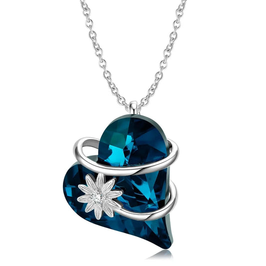 Flowers Heart shape Crystal Zircon Pendant Necklaces Jewelry Authentic 925 Sterling Silver for Fashion Women Necklace Jewelry