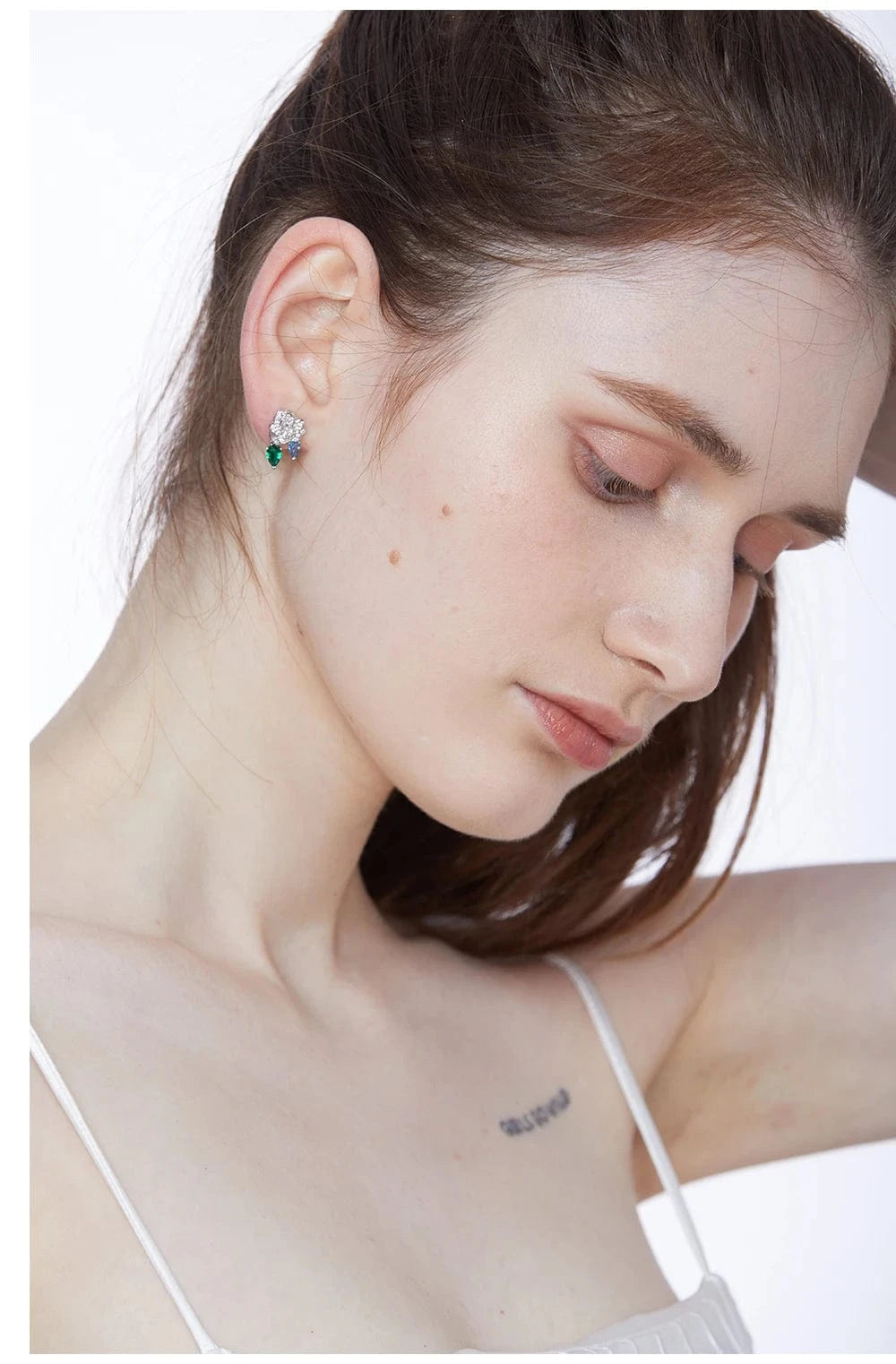flowers / Platinum Classic Rose Earrings exaggerated large classic accessories green fresh fashionable Earrings asymmetric women's jewelry