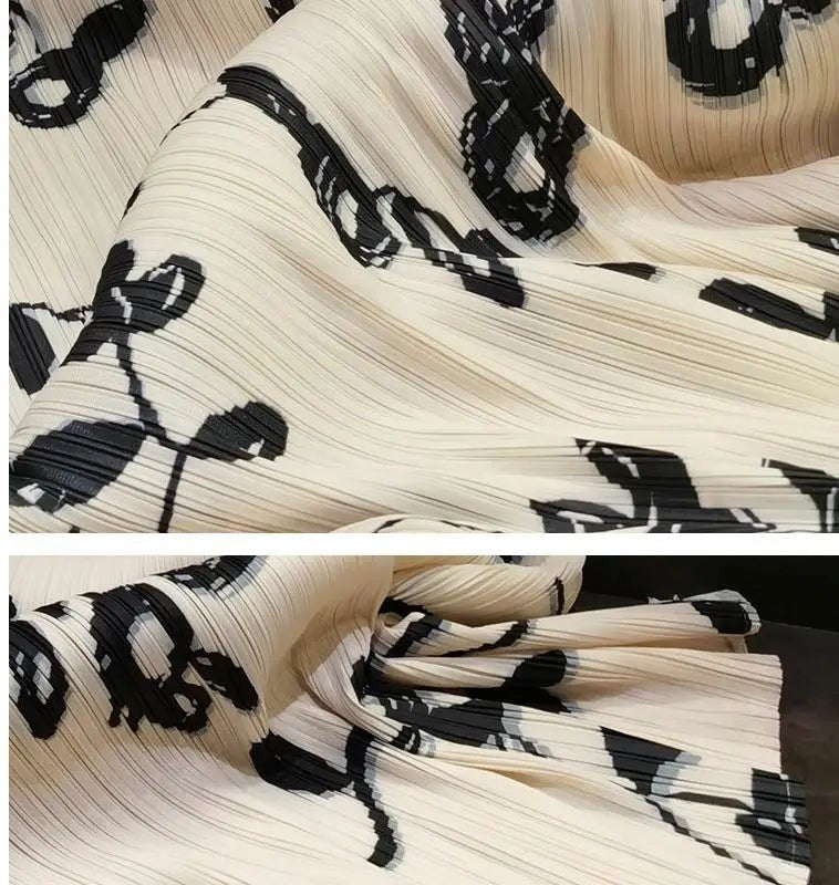 Folding dress women's summer new temperament fashion stand collar short sleeve printing dress hem split loose long skirt. - SN Wigs & More