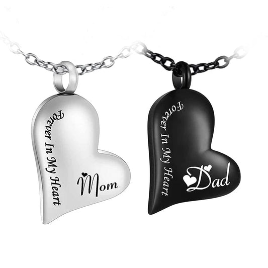 Forever in My Heart - Urn Necklace for Ashes Cremation Pendant Stainless Steel Ashes Jewelry Gift for Dad Mom Papa Husband Wife