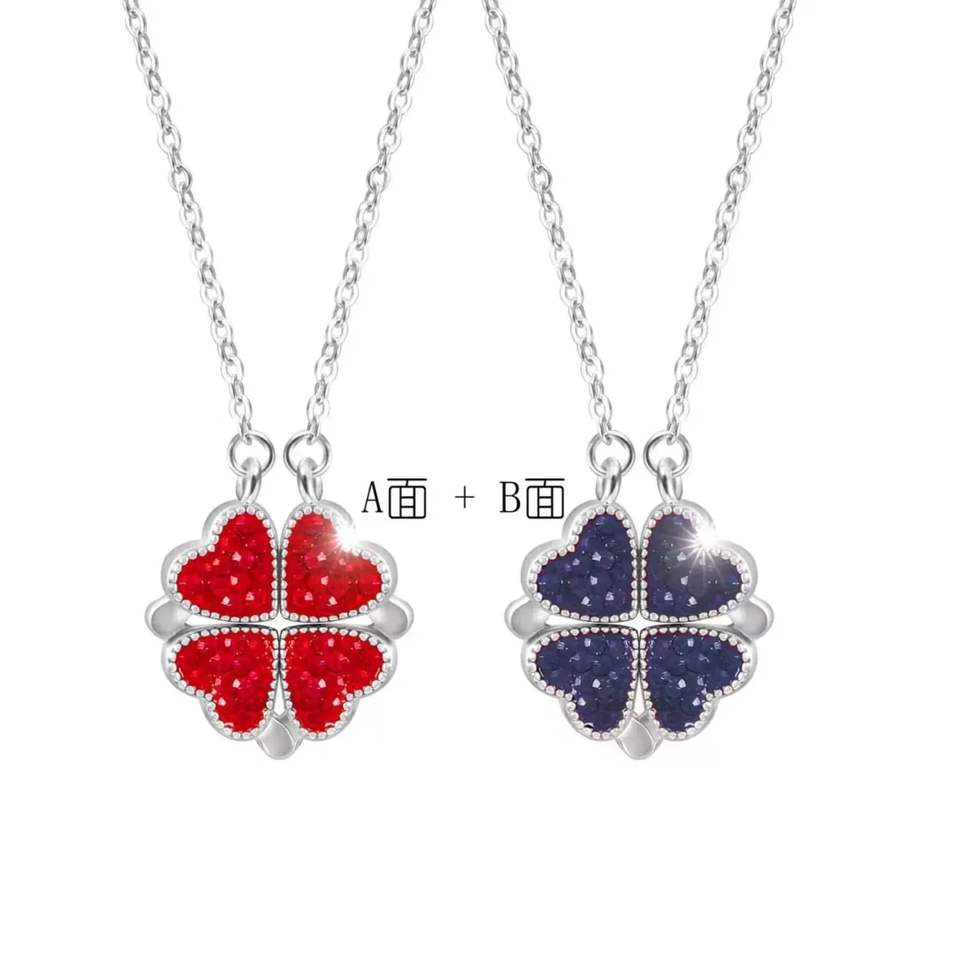Four-leaved grass necklace Women wear a double-sided love collarbone necklace to send gifts to girlfriend Creative fashion penda