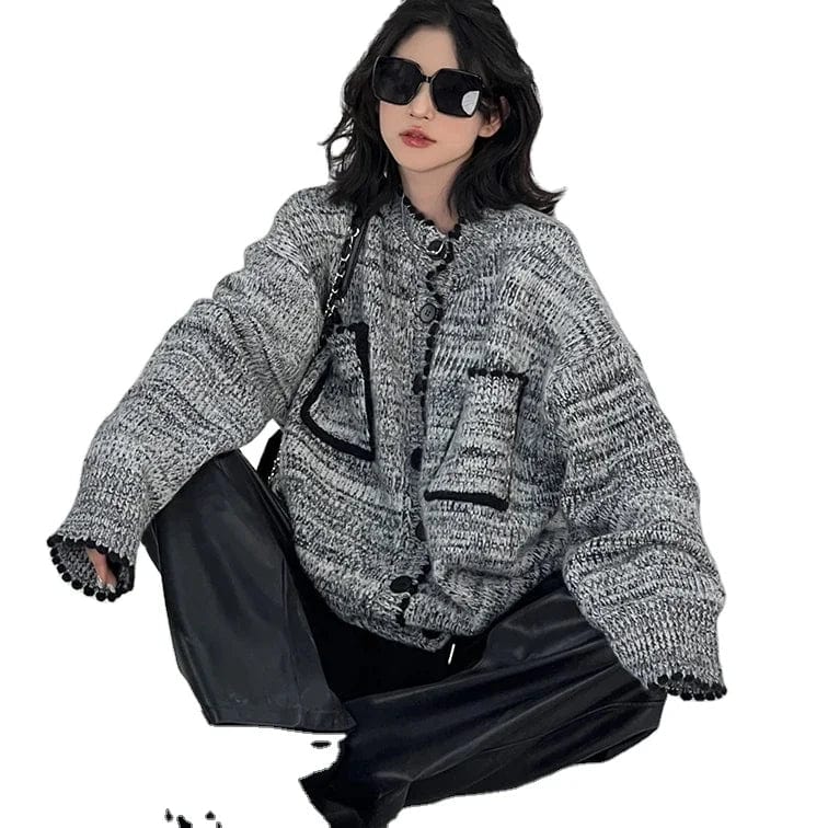 Free / 1 2024 Spring new arrival long sleeve cardigan single breast fashionable women striped casual sweater coat