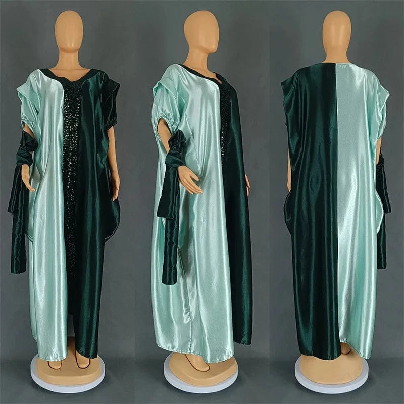 Free / 2 African Dresses for Women Short Sleeve Robes Casual Wear Plus Size African Fashion Bazin Dresses Outfits Robe Africa Clothing