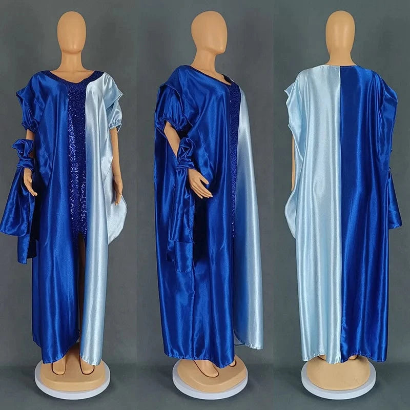 Free / 4 African Dresses for Women Short Sleeve Robes Casual Wear Plus Size African Fashion Bazin Dresses Outfits Robe Africa Clothing