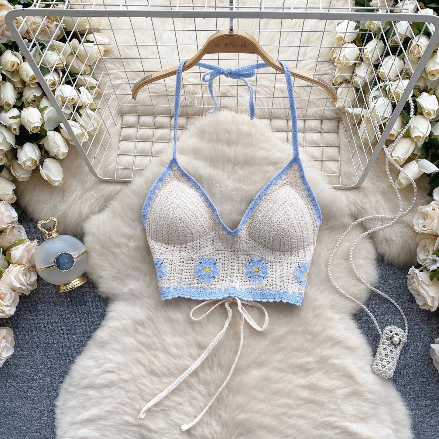 Free / apricot 2024 New Arrival Off Shoulder Flower Decoration Women Top For Summer