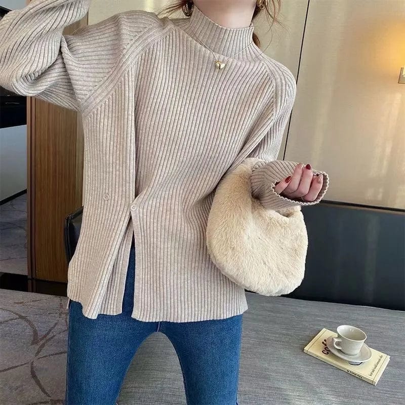 Free / Apricot 2024 Spring new arrival Ladies turtleneck long sleeve comfortable cable knit women sweater jumper