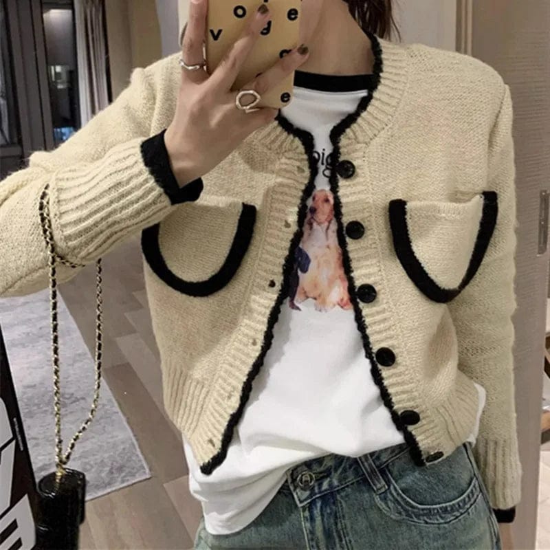 Free / Apricot 2024 Spring new arrival long sleeve cardigan single breast fashionable women sweater coat