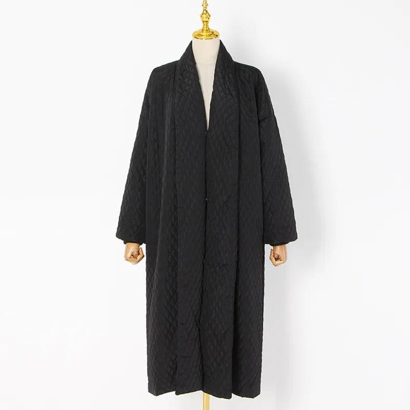 FREE / Black OUDINA 2024 New Arrival Fashion Long Winter Jackets Solid Color Loose Casual Buttoned Thick Cotton Women's Coats